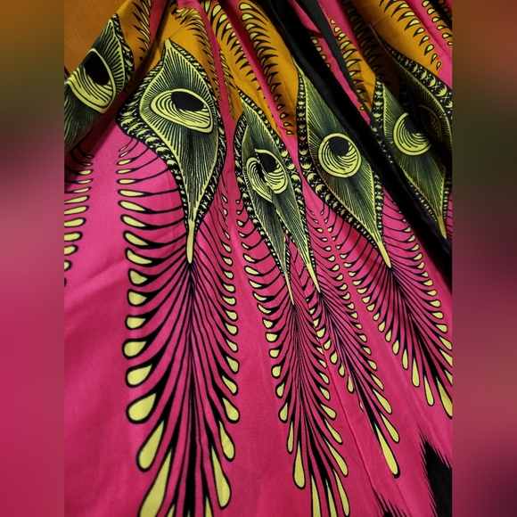 Vibrant Pink and Yellow A-Line Skirt - Picture 2 of 2